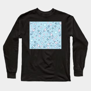 Baby Blue Menhera Needles on Light Blue Long Sleeve T-Shirt